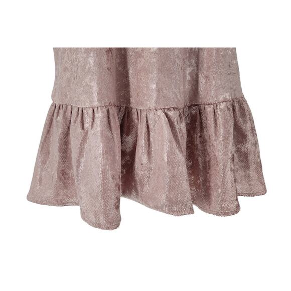 TCEC Blush Pink‎ Velvet Mock Neck Ruffle Mini Dress Party, Wedding, Glam, Size M - Picture 4 of 7